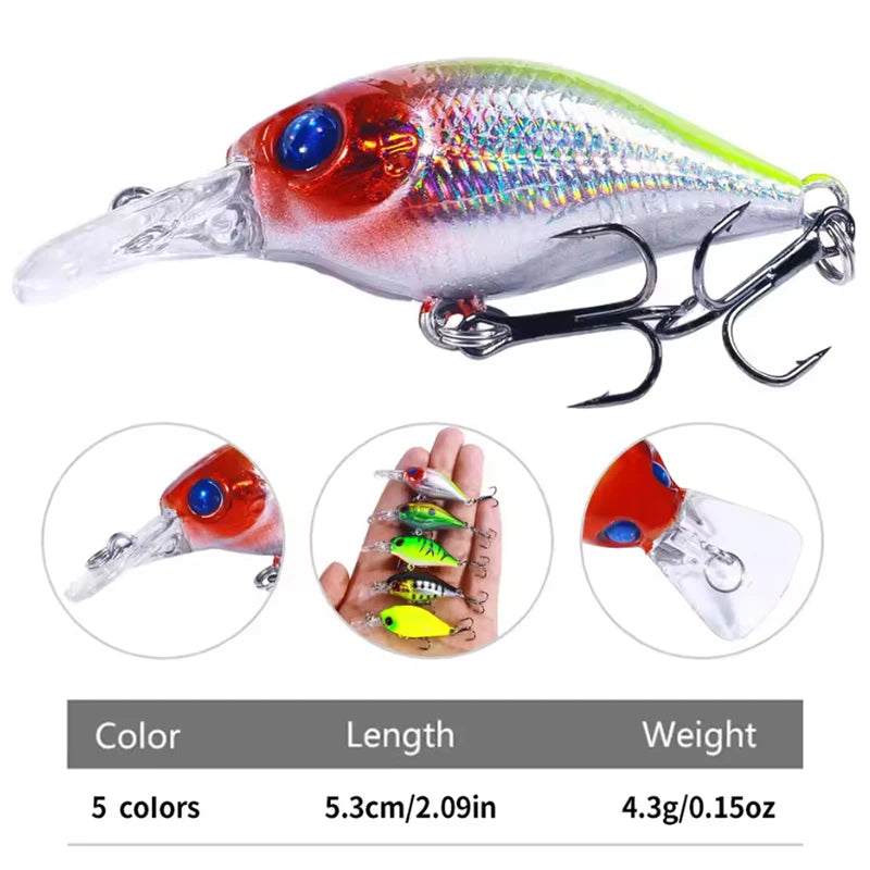 Комплект воблери за риболов — 5 бр. Crankbait, 5см/4.4г